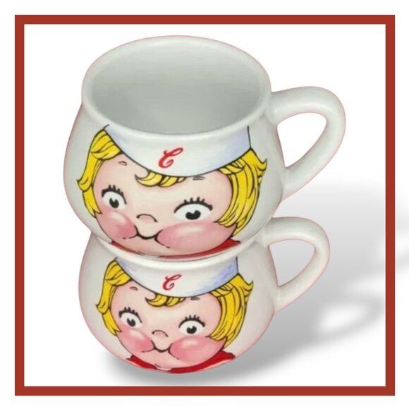 Campbell Soup 1998 Vintage Two White Mugs - Picture 1 of 5